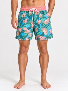 Valor Collective Men’s Swim Trunks Watermelon Tropical Print Small